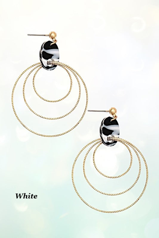 OVAL GEM MULTI RING DROP EARRING