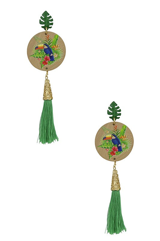 Parrot Round Tassel Drop Earring