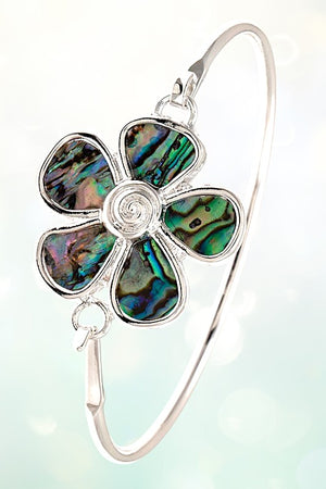 FLORAL ABALONE STONE BANGLE BRACELET