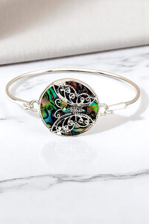 BUTTERFLY ABALONE ACCENT BANGLE BRACELET