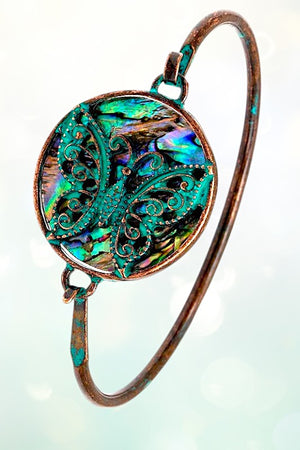 BUTTERFLY ABALONE ACCENT BANGLE BRACELET