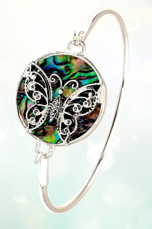 BUTTERFLY ABALONE ACCENT BANGLE BRACELET