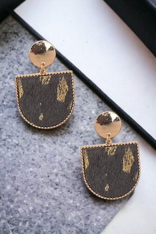 Gold Accent Framed Drop Earring