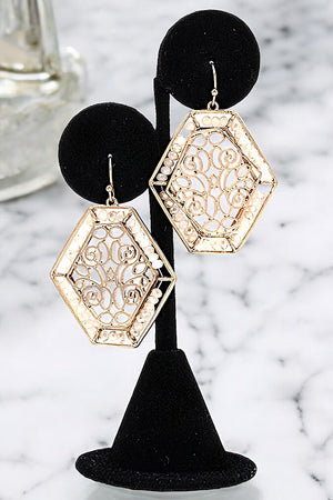 FILIGREE GLASS BEAD FRAMED EARRING