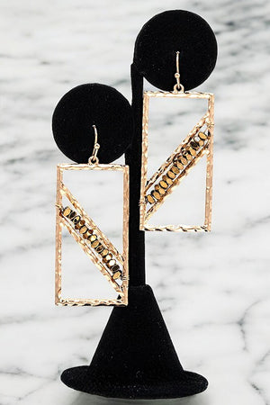 RECTANGULAR BEAD DROP EARRING