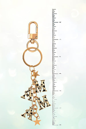 CHEETAH PRINT MAMA STAR LINK DROP KEYCHAIN