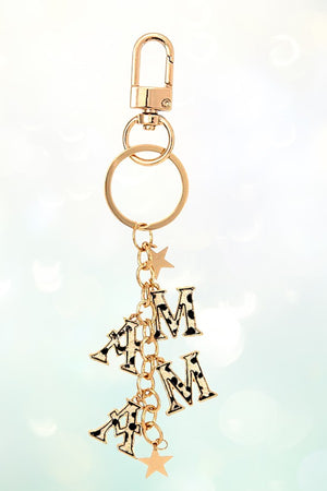 CHEETAH PRINT MAMA STAR LINK DROP KEYCHAIN