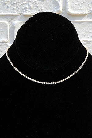 ALIGNED RHINESTONE PAVE CHOKER NECKLACE SET