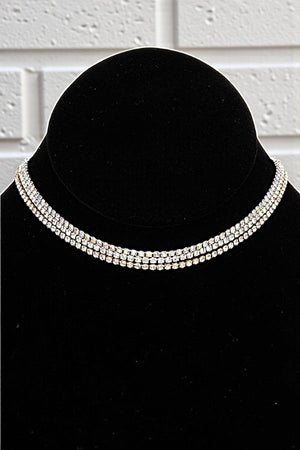 ALIGNED RHINESTONE PAVE CHOKER NECKLACE SET