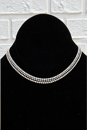 ALIGNED RHINESTONE PAVE CHOKER NECKLACE SET