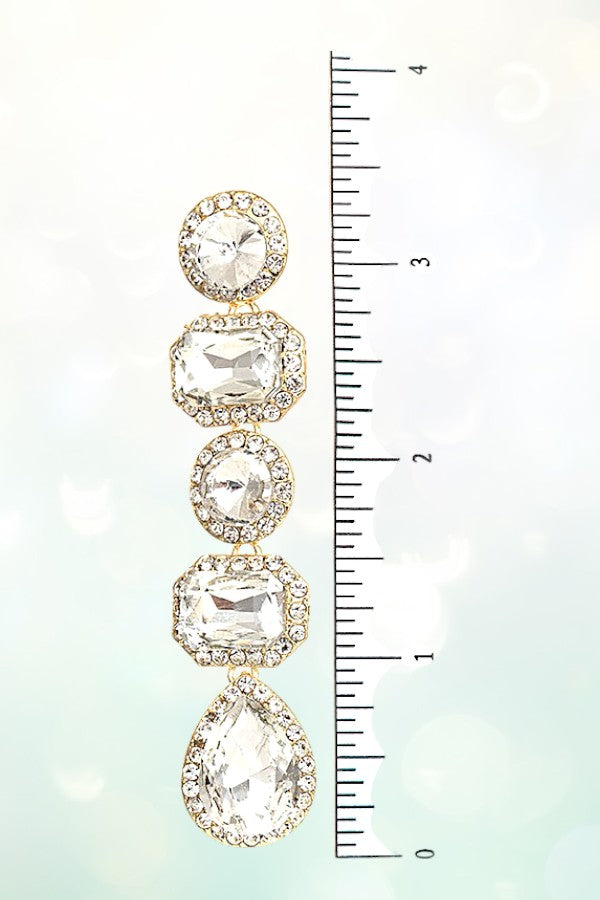 FACETED CRYSTAL GEM LINK DROP EARRING