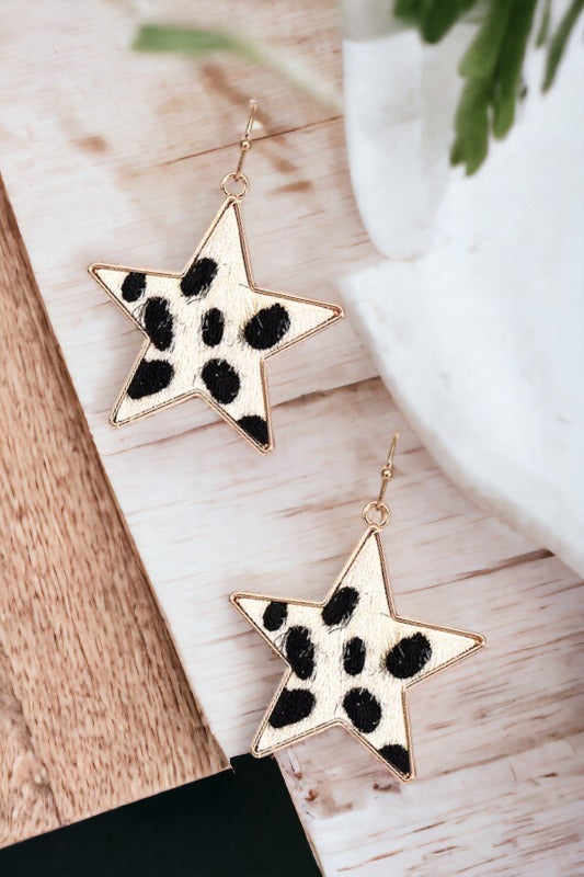 Star Animal Print Mix Dangle Earring