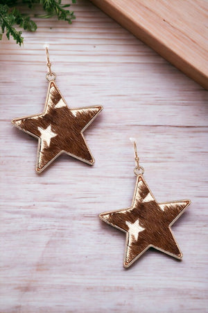 Star Animal Print Mix Dangle Earring