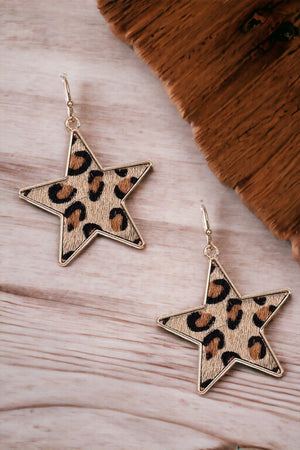 Star Animal Print Mix Dangle Earring