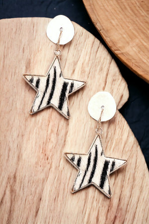 Star Animal Print Mix Dangle Earring