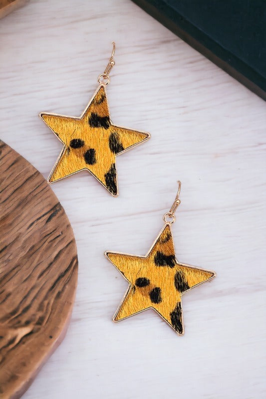 Star Animal Print Mix Dangle Earring