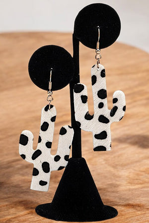 ANIMAL PRINT CACTUS DANGLE EARRING