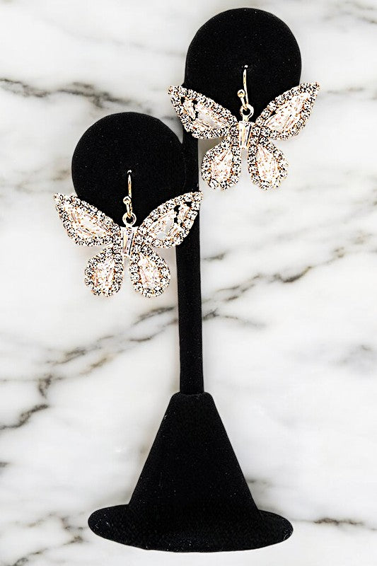 CRYSTAL GEM BUTTERFLY DANGLE EARRING