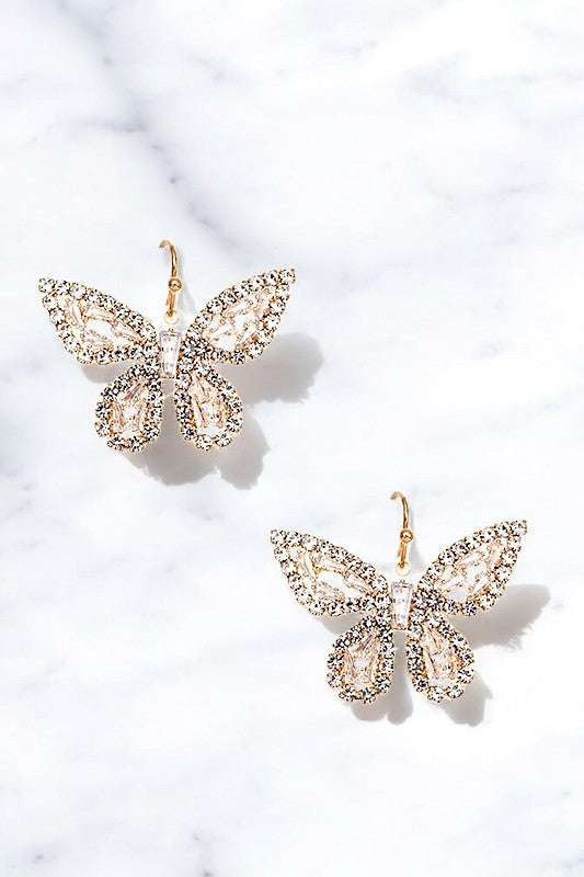 CRYSTAL GEM BUTTERFLY DANGLE EARRING