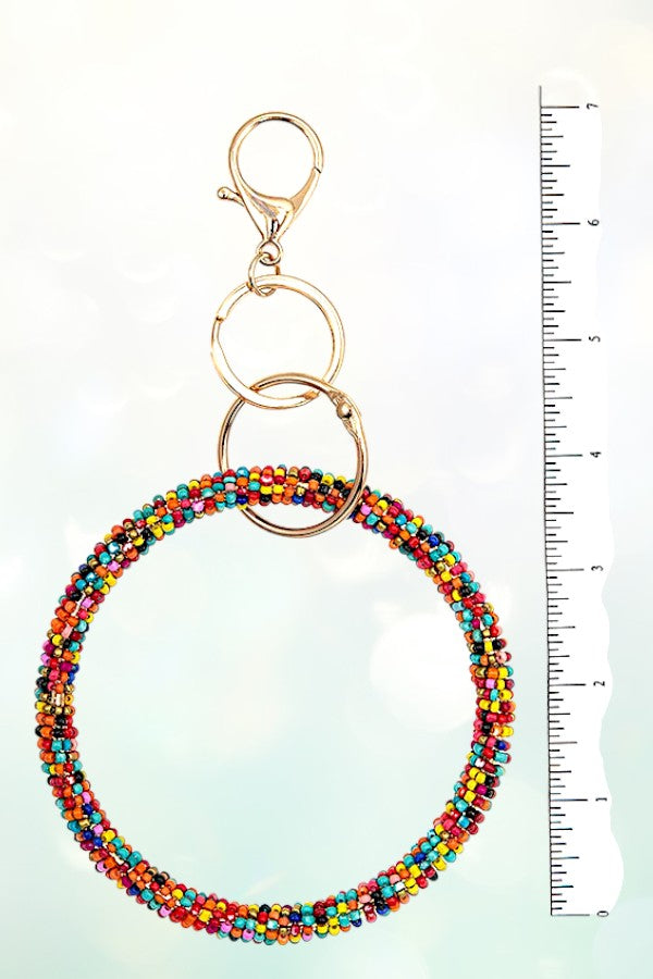 SEED BEAD CLUSTER LARGE RING KEYCHAIN