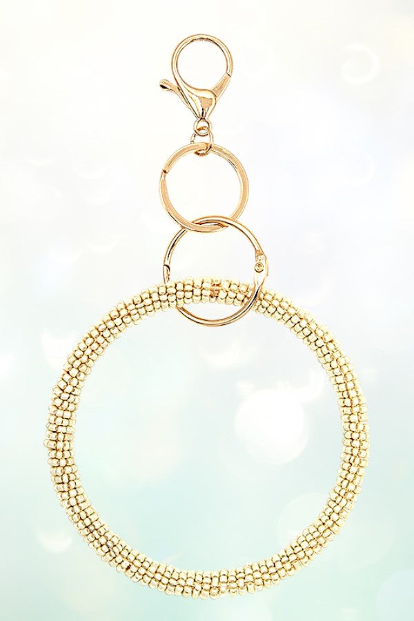 SEED BEAD CLUSTER LARGE RING KEYCHAIN
