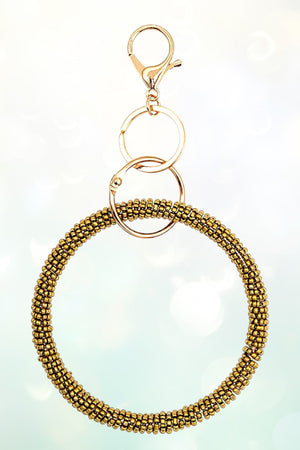 SEED BEAD CLUSTER LARGE RING KEYCHAIN