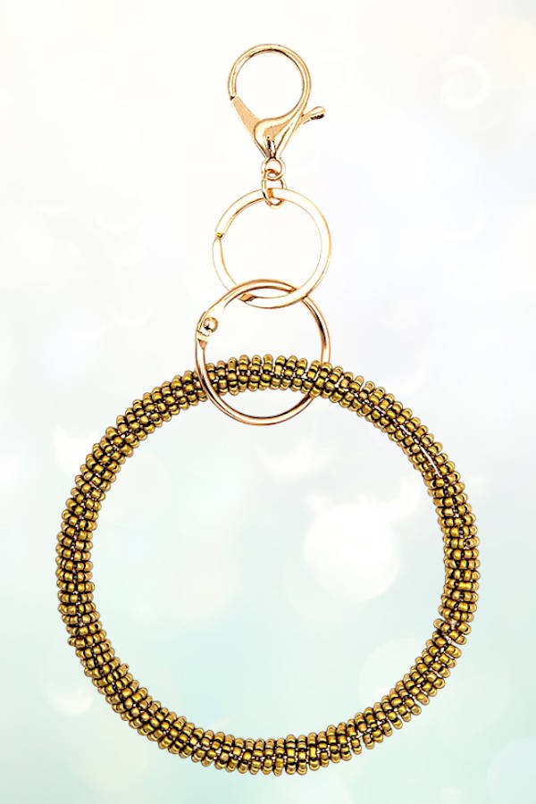 SEED BEAD CLUSTER LARGE RING KEYCHAIN
