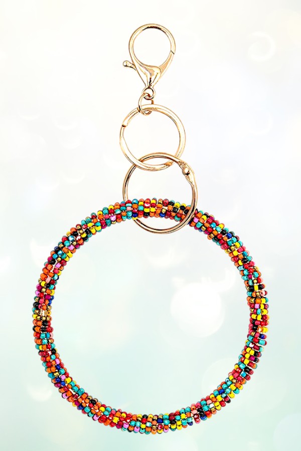 SEED BEAD CLUSTER LARGE RING KEYCHAIN