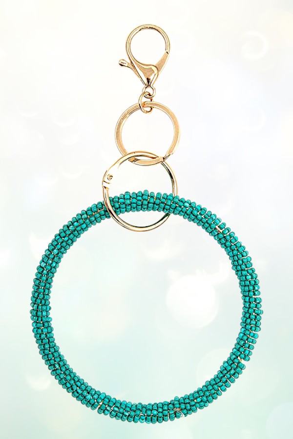 SEED BEAD CLUSTER LARGE RING KEYCHAIN