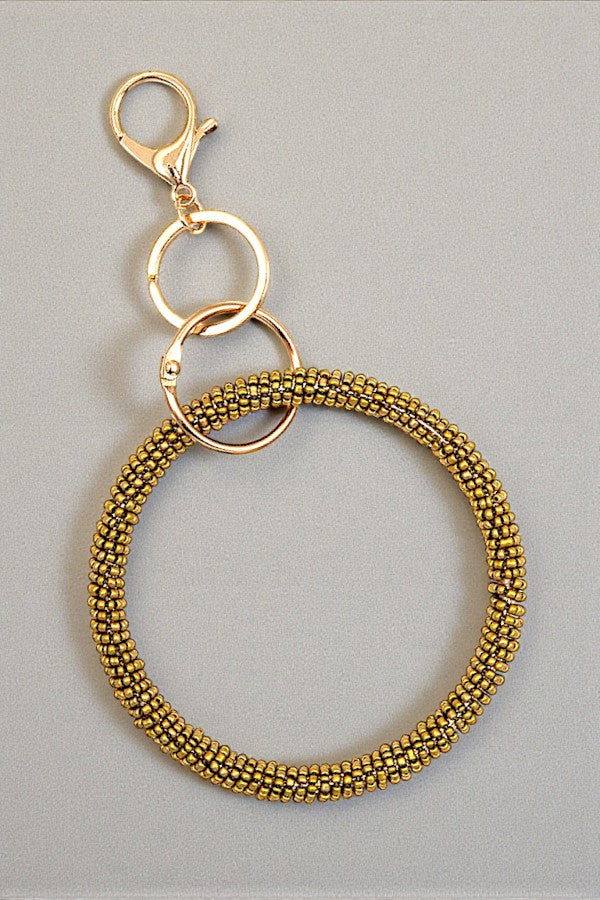 SEED BEAD CLUSTER LARGE RING KEYCHAIN