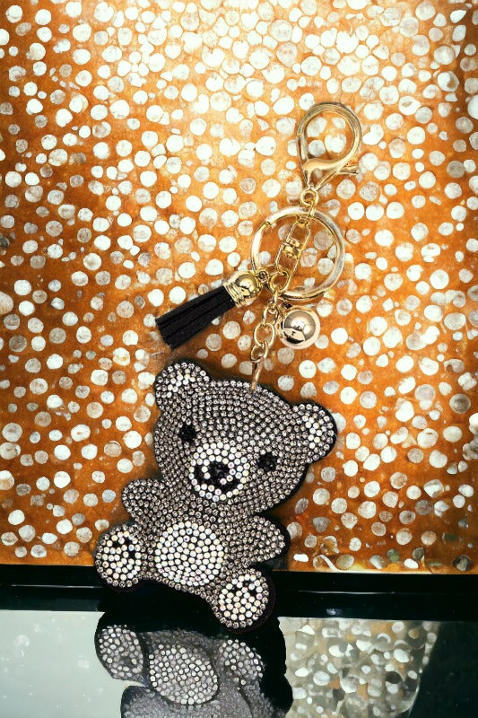 Rhinestone Pave Teddy Key Chain