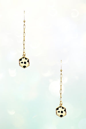 Hexagon Cheetah Print Chain Dangle Earring