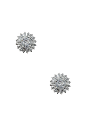 Cubic Zirconia Floral Post Earring