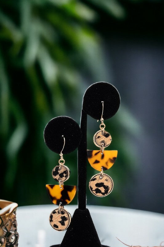 Mix Shape Tortoise Link Drop Earring