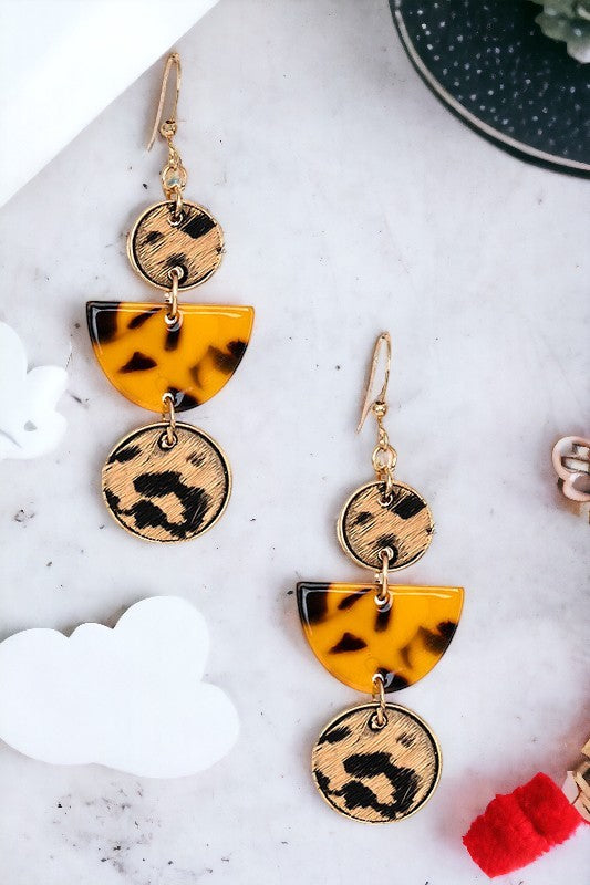 Mix Shape Tortoise Link Drop Earring