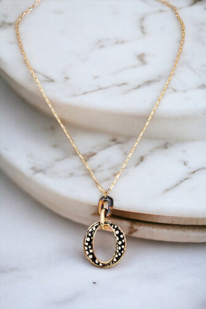 Curved Oval Pendant Necklace