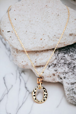 Curved Oval Pendant Necklace