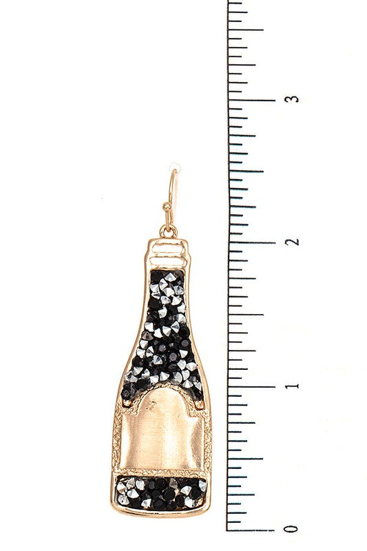 Gem Bead Wine Bottle Dangle Earring