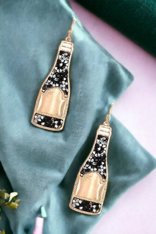 Gem Bead Wine Bottle Dangle Earring