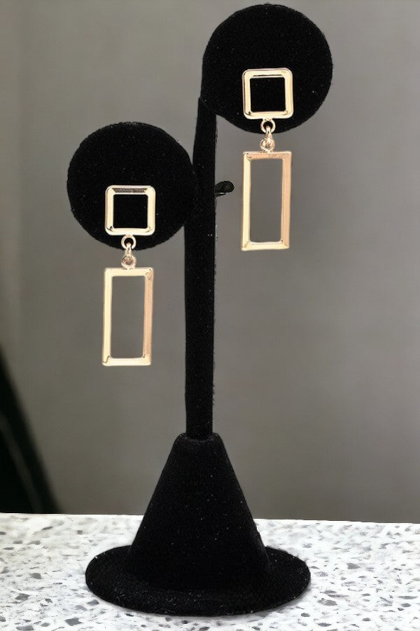 CUT OUT RECTANGULAR DROP EARRING