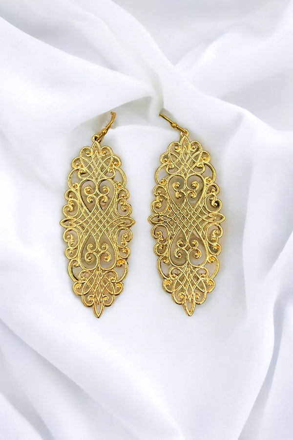 Filigree Drop Earrings in 9ct Yellow Gold