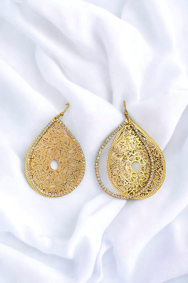 Double Link Filigree Teardrop Earring