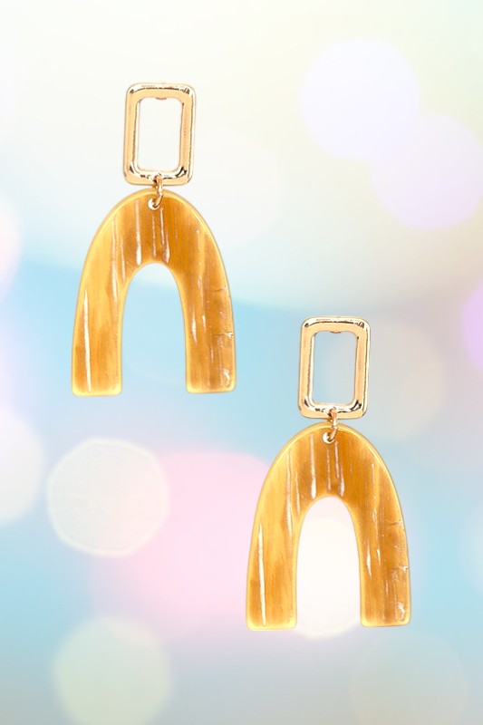 CURVED ACETATE DANGLE EARRING