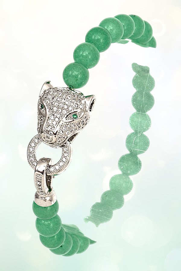 CZ STONE JAGUAR HEAD BEADED BRACELET