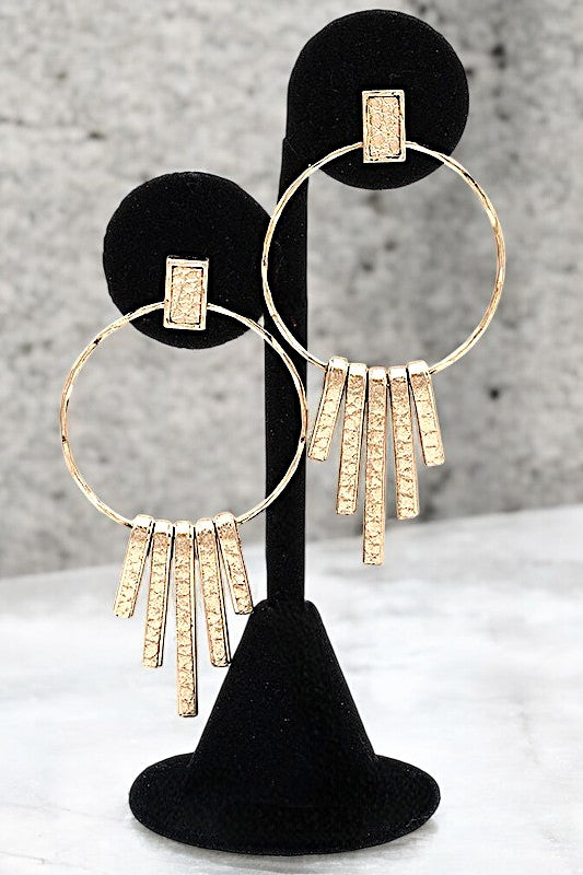 FRINGE DANGLE ROUND DROP EARRING