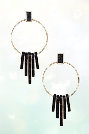 FRINGE DANGLE ROUND DROP EARRING