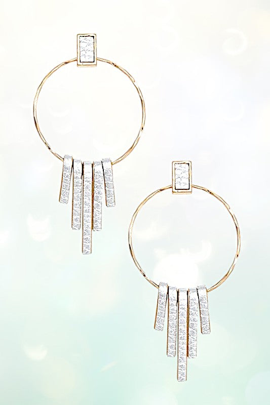 FRINGE DANGLE ROUND DROP EARRING