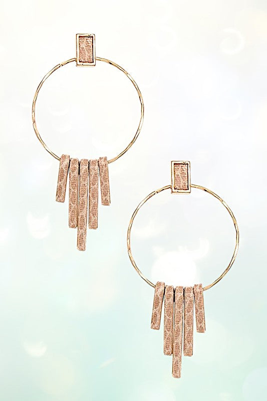 FRINGE DANGLE ROUND DROP EARRING