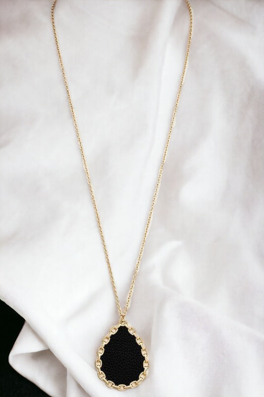 Teardrop Framed Pendant Necklace