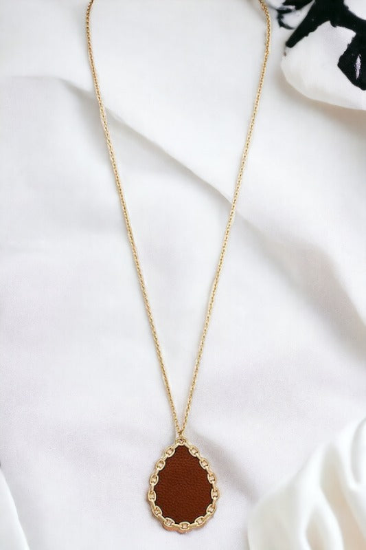 Teardrop Framed Pendant Necklace